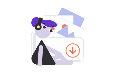 Icono de una mujer y contenido descargable