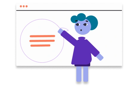 Icono de mujer haciendo un webinar